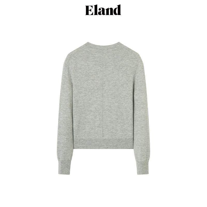 Eland毛衣女 中短款套头 刺绣上衣