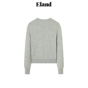 Eland毛衣女 中短款套头 刺绣上衣