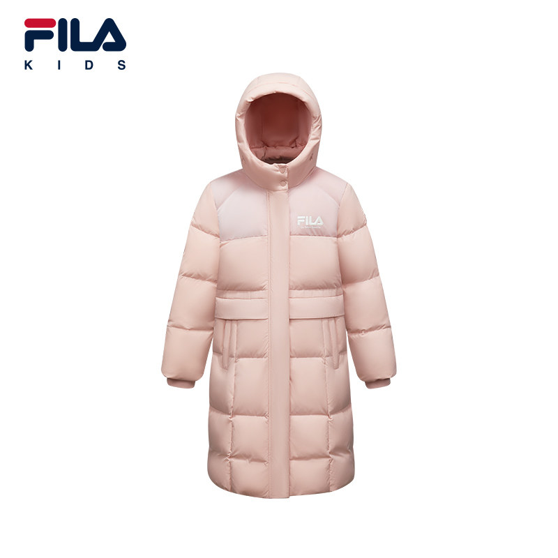 FILA KIDS斐乐童装女大童鹅绒羽绒服2025冬款长款外套K12G542902