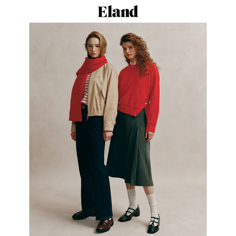 Eland毛衣女羊毛 肌理感慵懒上衣2024春季EEKWE11R01