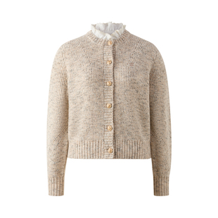 Eland毛针织衫女长袖金属扣开衫毛衣EECKF4TM09