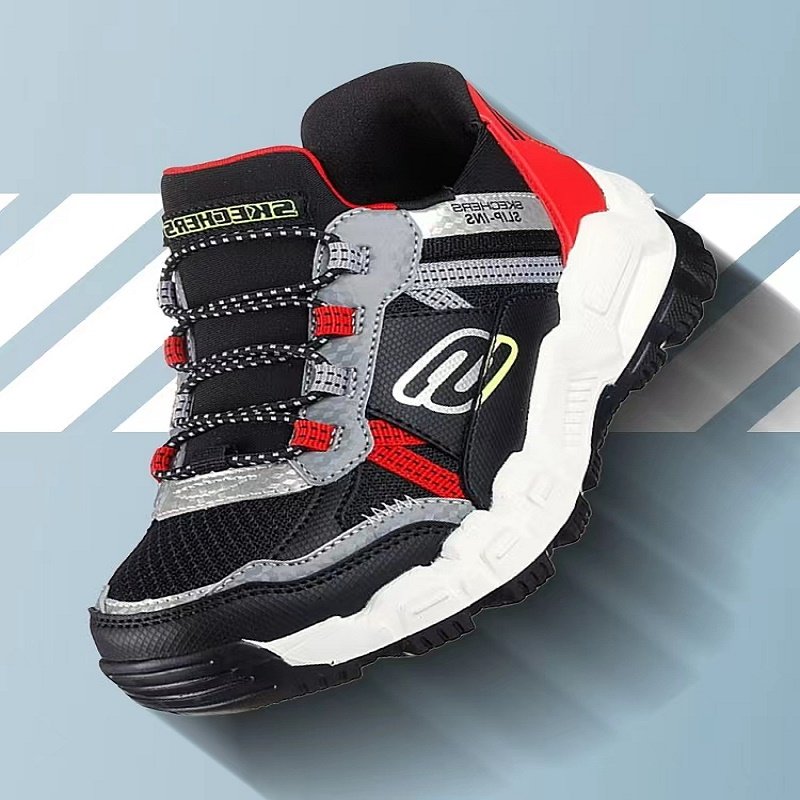 Skechers/斯凯奇男童一脚蹬运动鞋403842L-BKRD