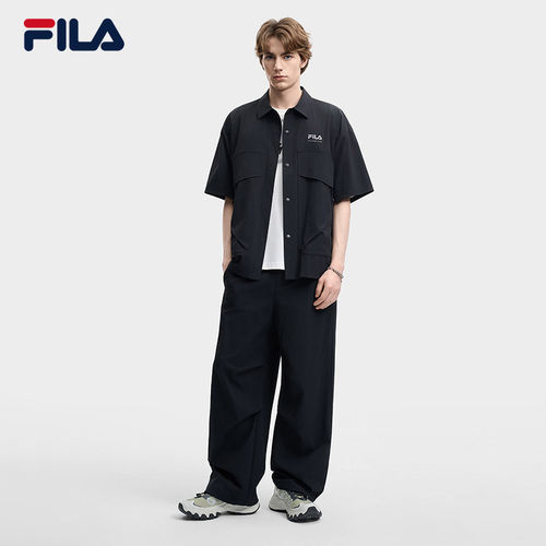 FILA斐乐男梭织短袖外套26夏款凉感宽松休闲工装衬衫F11M629406F