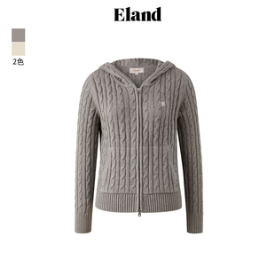 Eland毛针织衫女休闲风链连帽毛衣2025春季EECKF11R32