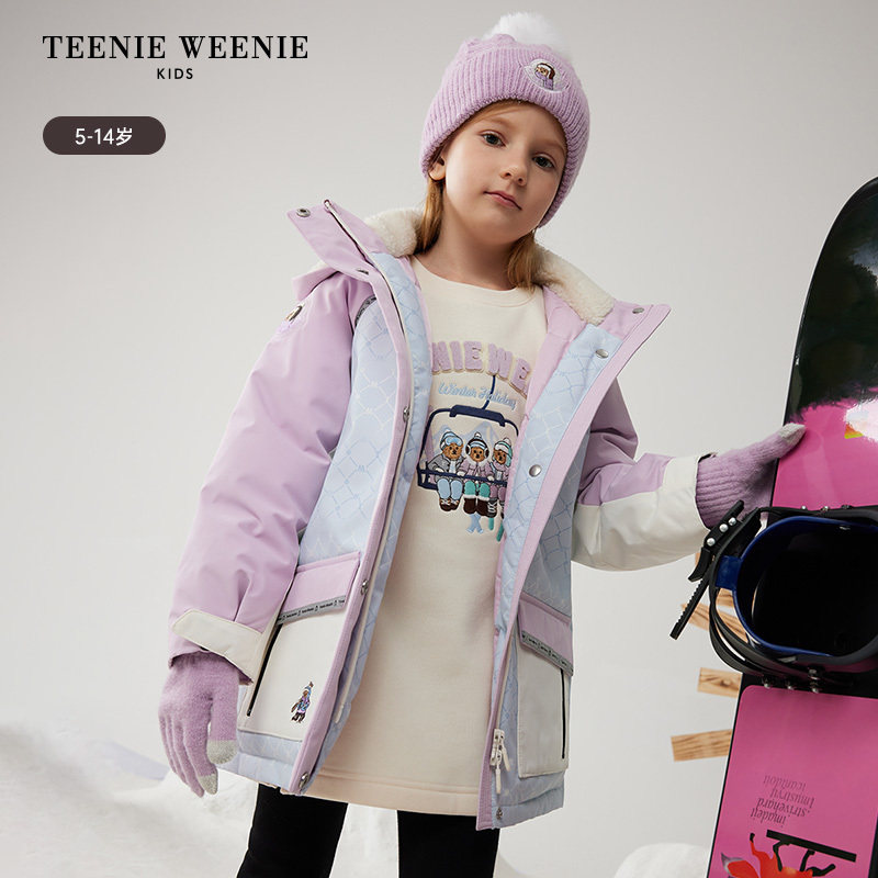 TeenieWeenie Kids小熊童装冬女童拼接保暖工装羽绒服TKJD244V58A