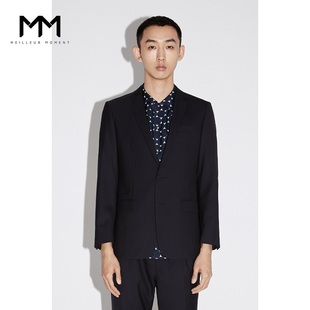 AM麦檬男装夏外套男通勤休闲羊毛西装外套9C2110221