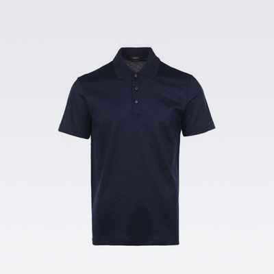 VERSACE/范思哲 压印短袖Polo衫男款 深蓝1008500-1A06077