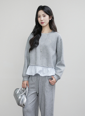 杰茜莱2025秋季新款女装时尚灰色拼接假两件卫衣上衣女 jessyline
