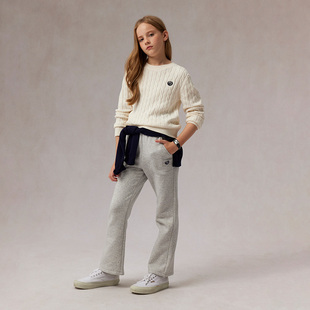 eland kids童装女童喇叭裤2025年早春刺绣松紧腰裤