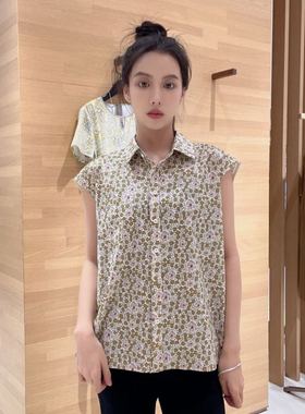 菲姿 女士碎花简约休闲衬衫（无袖）F3B518