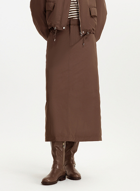 迪赛尼斯 通勤气质宽松直筒裙 高腰羽绒半身裙