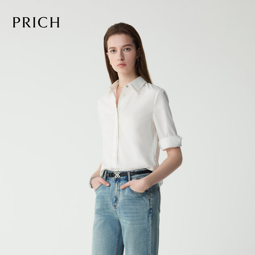 PRICH简约职场通勤衬衫2025夏季挺阔不易皱中袖上衣女PRYWF2402E