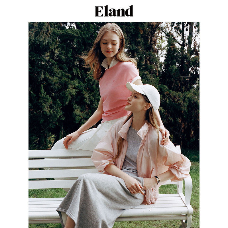 Eland外套女连帽立领干练短夹克春季EEJAE24Q91