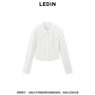 女C1CAF1207 内搭白色衬衫 乐町甜美俏皮合体长袖 衬衫