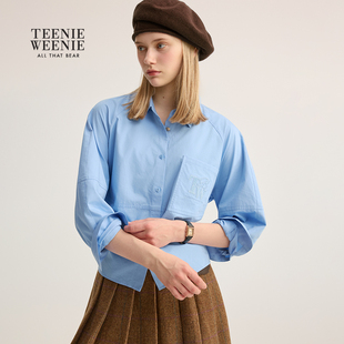 TeenieWeenie小熊女装衬衫2025秋季新款简约气质时髦腰带设计衬衣