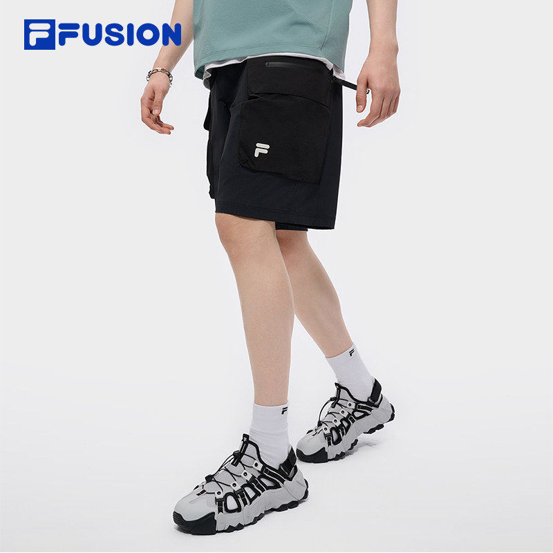 章昊同款FILA FUSION斐乐梭织五分裤男2025夏季短裤T11M521805D