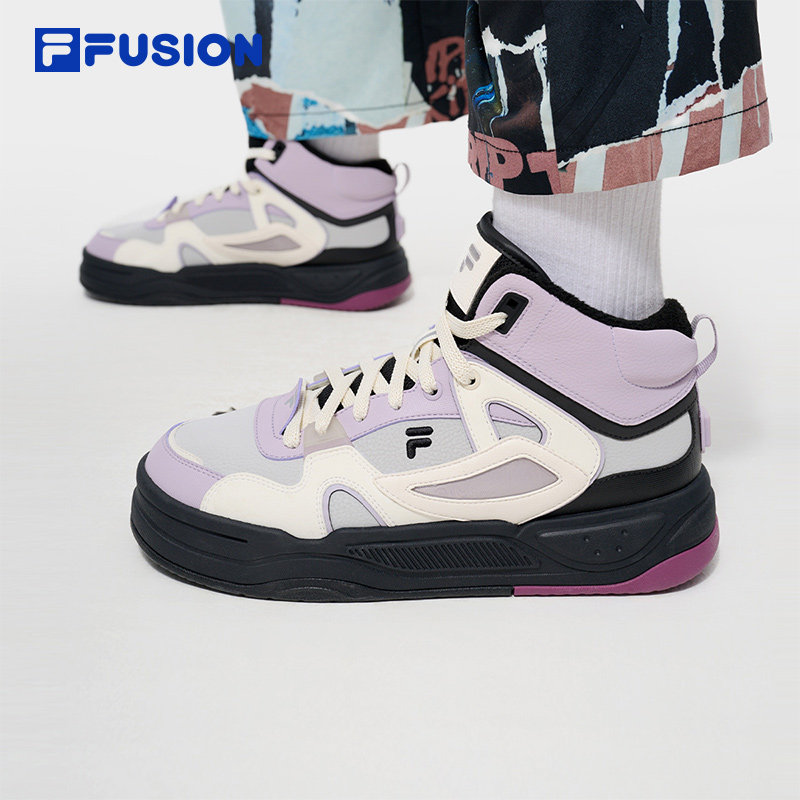 加绒丨FILA FUSION斐乐潮牌BANK II女鞋2024冬款T12W442908F
