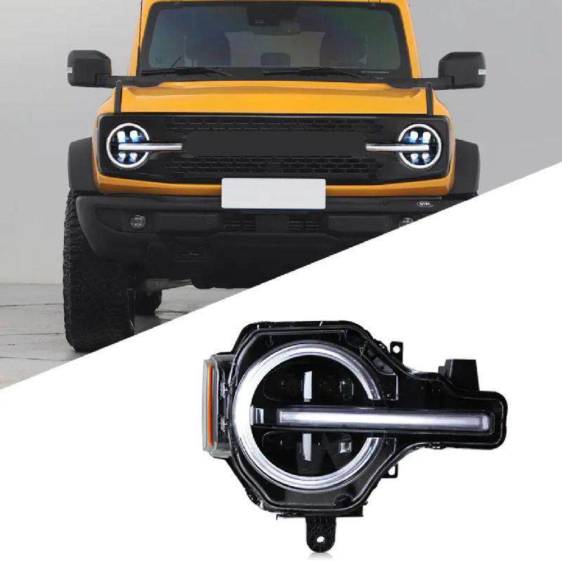 适用于20-23款福特烈马Bronco大灯总成改装LED日行灯转向灯透镜