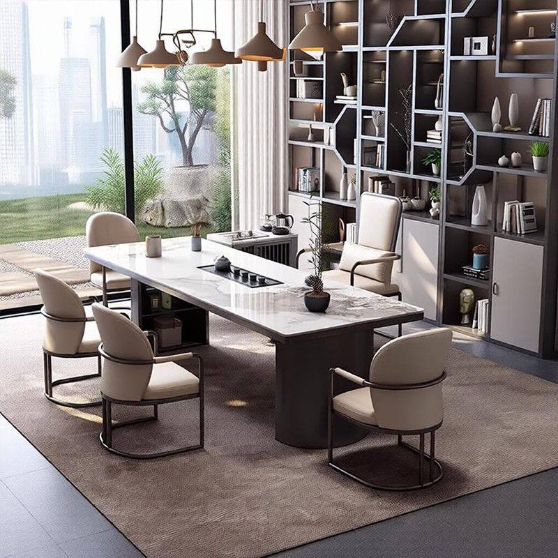 新中式新款轻奢岩板茶台现代简约新中式碳素钢脚茶台桌椅组合套装,住宅家具,家用茶台/茶桌,淘宝优惠券,粉丝福利购,淘宝优惠卷