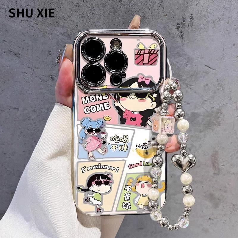 【秒变17】适用苹果15promax手机壳新款16女款带手链14pro大视窗全包镜头iphone13可爱硅胶12软壳11防摔plus