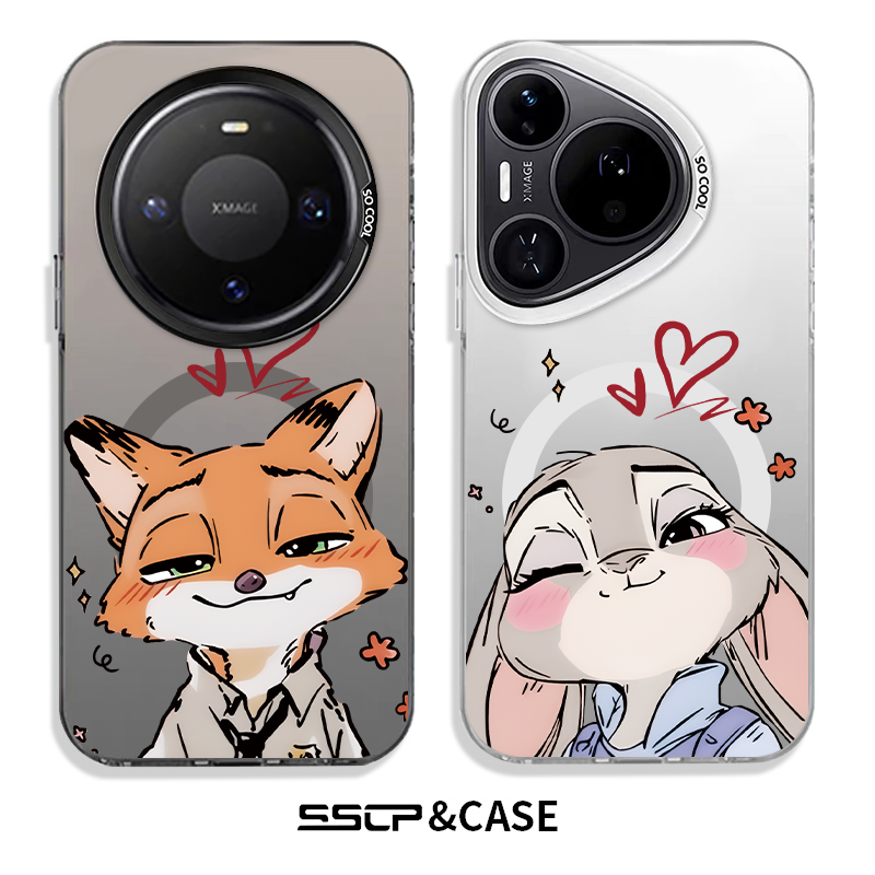 疯狂动物城适用华为mate80promax手机壳新款mate60pro情侣卡通pura70尼克朱迪pro+磨砂m70磁吸40男女50防摔套