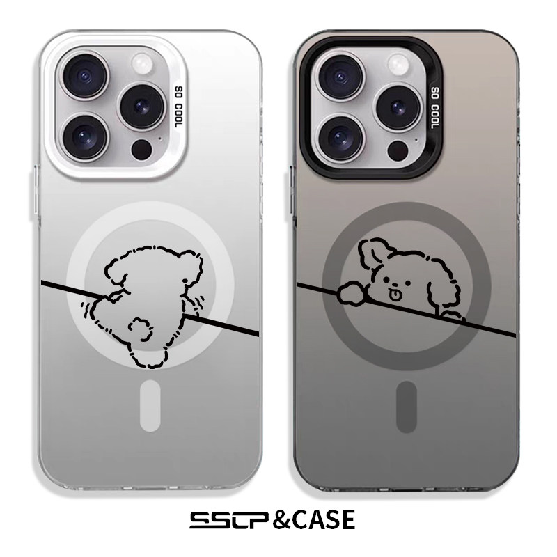 【肤感磨砂】适用苹果17promax手机壳情侣iphone16超薄air线条小狗卡通15pro磁吸充电13硅胶14防摔12男女套11