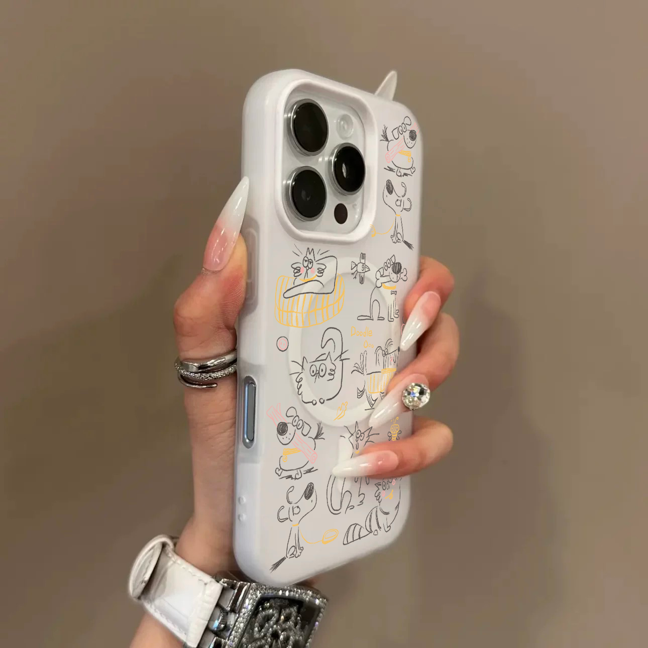 夏天肤感磨砂适用苹果16promax手机壳新款iphone17磁吸二合一保护套15plus简约卡通air超薄14女13可爱12防摔
