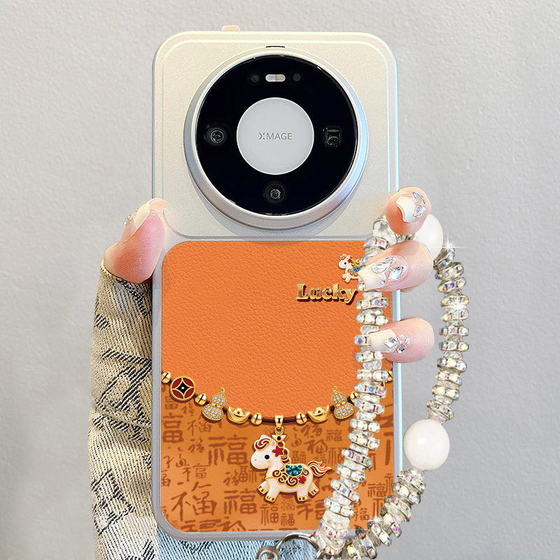 2026百福小马适用华为mate80手机壳新款pura70pro马年mate60pro撞色小羊皮p80高级感70pro+硅胶软promax全包