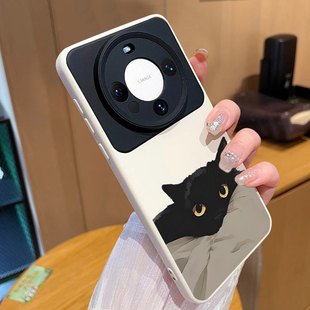 适用华为mate80promax手机壳新款 女小众ultra 壳mate60ppro超火黑猫pura70pro液态硅胶40pro软air套防摔70pro