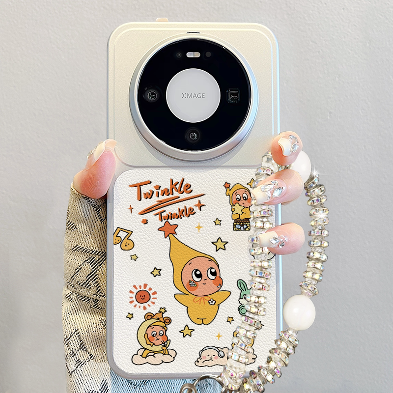 适用华为mate80手机壳新款pura70pro星星人mate70pro+可爱卡通女promax高级感小羊皮p80魅特60夏天挂绳保护套