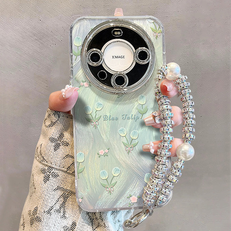 小清新绿色郁金香适用华为手机壳