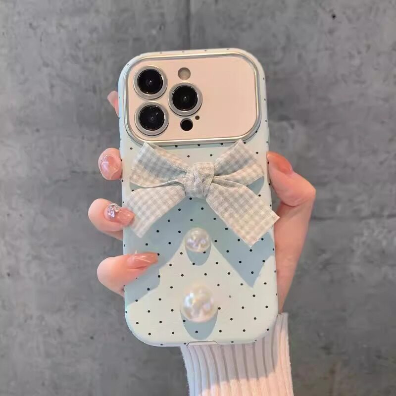 【秒变17镜头】适用苹果iphone16手机壳新款16promax高级感15PM波点珍珠蝴蝶结14网红12爆款13pro小众女11套