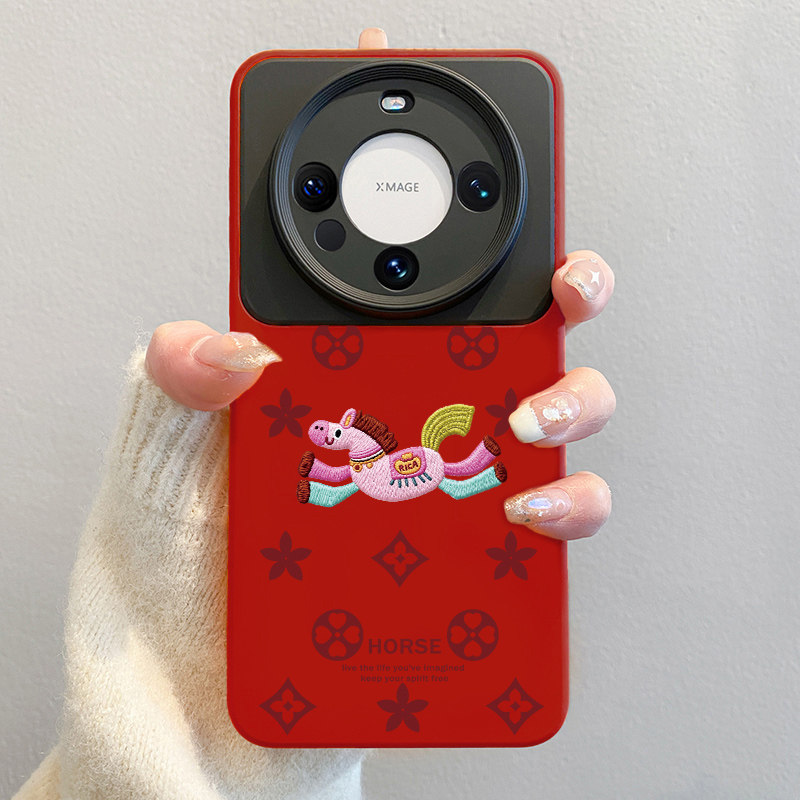 限定款适用华为mate80promax手机壳2026新款mate60pro马年红色本命年70pro+高级感印花pura70pro女秋冬40撞色