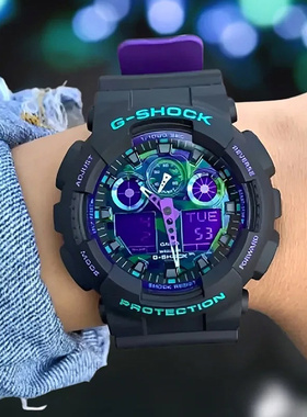 卡西欧手表男生gshock海洋之心官方正品防水运动电子表GA-100BL-1