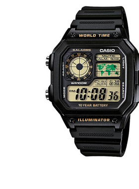 casio卡西欧手表男小方块正品防水运动学生电子表AE-1200WHB-3B