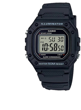 casio卡西欧小方块手表男正品学生儿童防水运动电子表W-218H-1A
