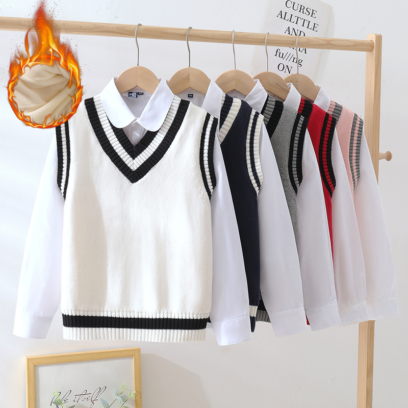 儿童学院风纯棉线毛衣马甲背心
