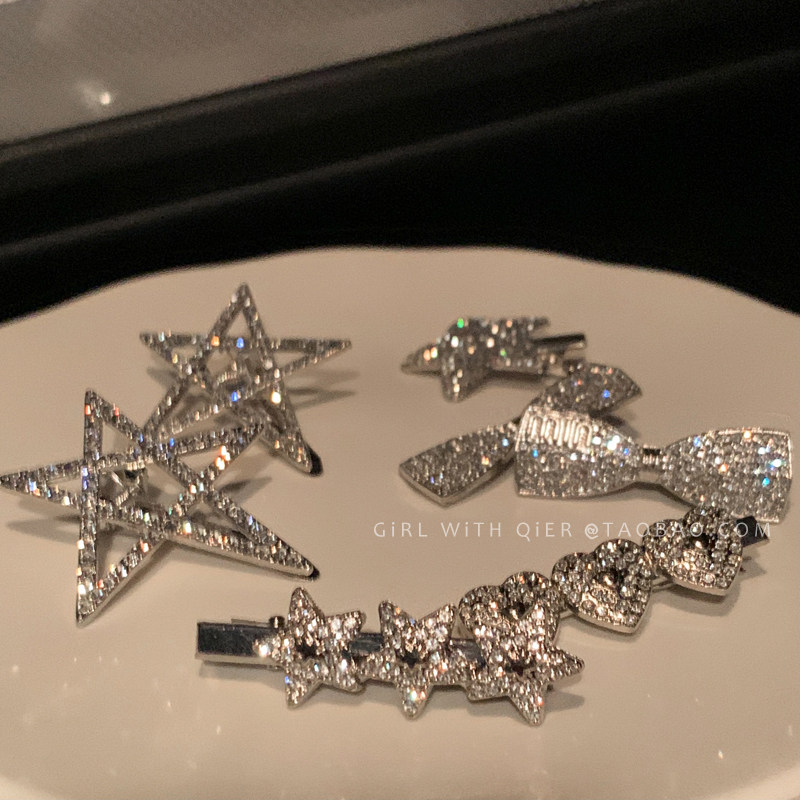 五角星星锆石发夹女侧边夹高级感刘海夹子发饰y2k水钻发卡子头饰