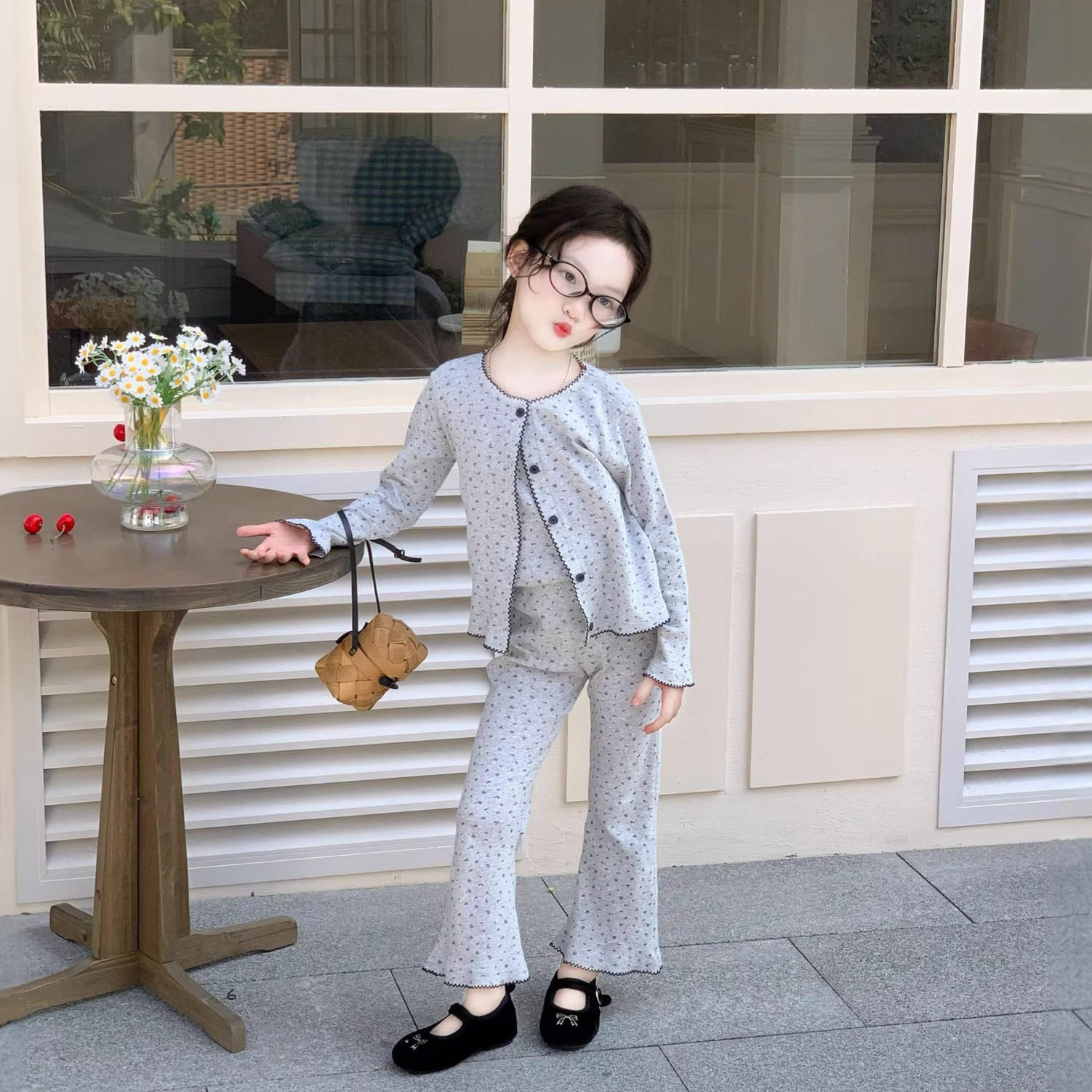 韩国童装女童套装2026春季新款洋气韩系开衫碎花上衣裤子三件套潮,童装/婴儿装/亲子装,儿童运动套装,淘宝优惠券,粉丝福利购,淘宝优惠卷