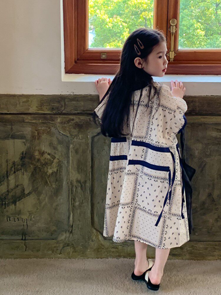 女童花朵民族风连衣裙韩版宝宝童裙衣服夏装童装长裙儿童可爱裙子