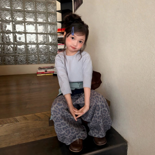 女童套装26秋季新款韩版简搭毛衣打底衫中大童豹纹休闲裤韩外套