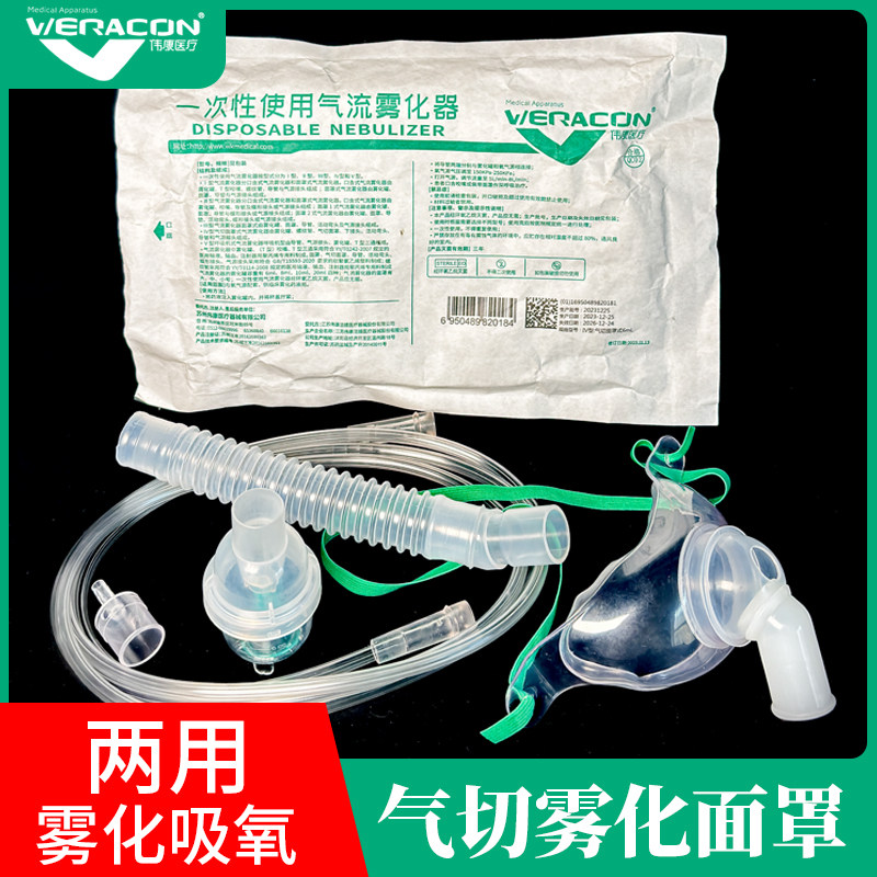 伟康医用气切面罩气切雾化面罩雾化吸氧湿化喉部人工鼻过滤器纱布