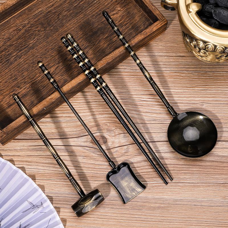 铜制围炉煮茶工具大全罐罐茶煮茶勺子铜茶夹炭炉专用配件炭铲茶铲