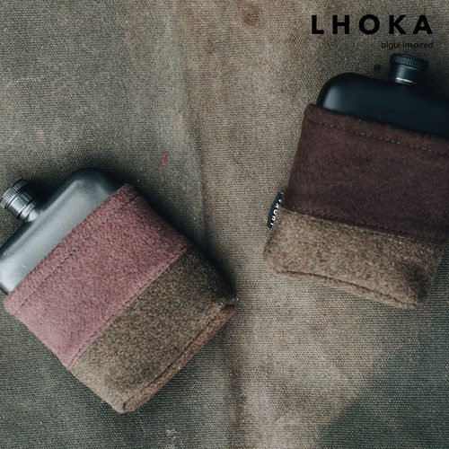 LHOKAbold随身酒壶户外便携不锈钢白酒手工绒布套whisky烈酒保暖