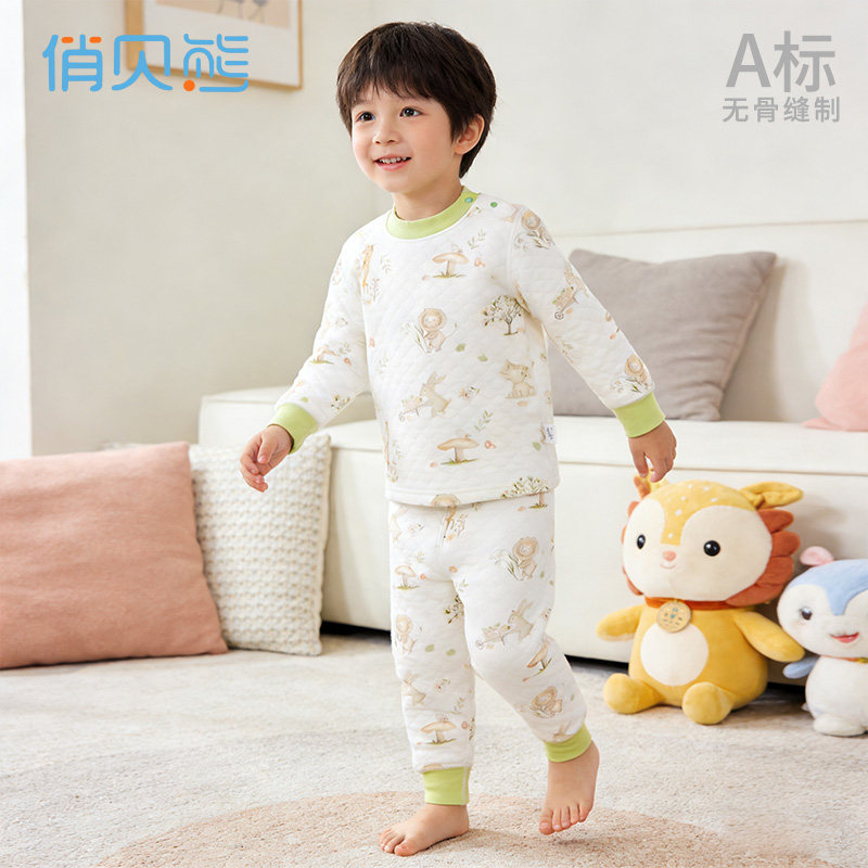 儿童内衣套装秋冬三层夹棉保暖男女宝宝纯棉睡衣加厚秋衣秋裤居家,童装/婴儿装/亲子装,内衣套装,淘宝优惠券,粉丝福利购,淘宝优惠卷