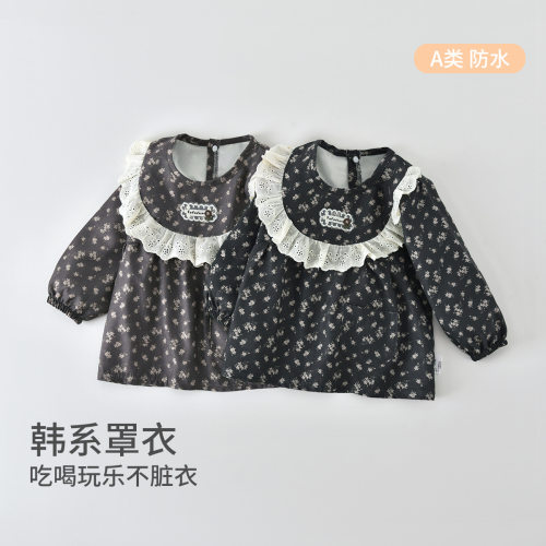 婴幼儿罩衣秋冬防水防污长袖反穿衣宝宝吃饭围裙儿童防脏围兜外套