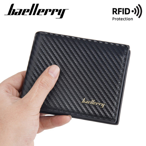 New men's short wallet b carbon fiber RFID high-end wallet