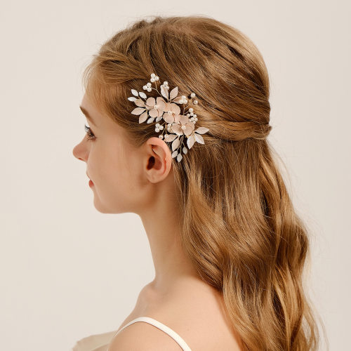 Bridal hair accessories handmade thin coated flower hair cli