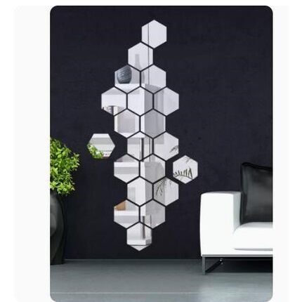 Hexagon Acrylic Mirror Wall Sticker DIY Art Wall