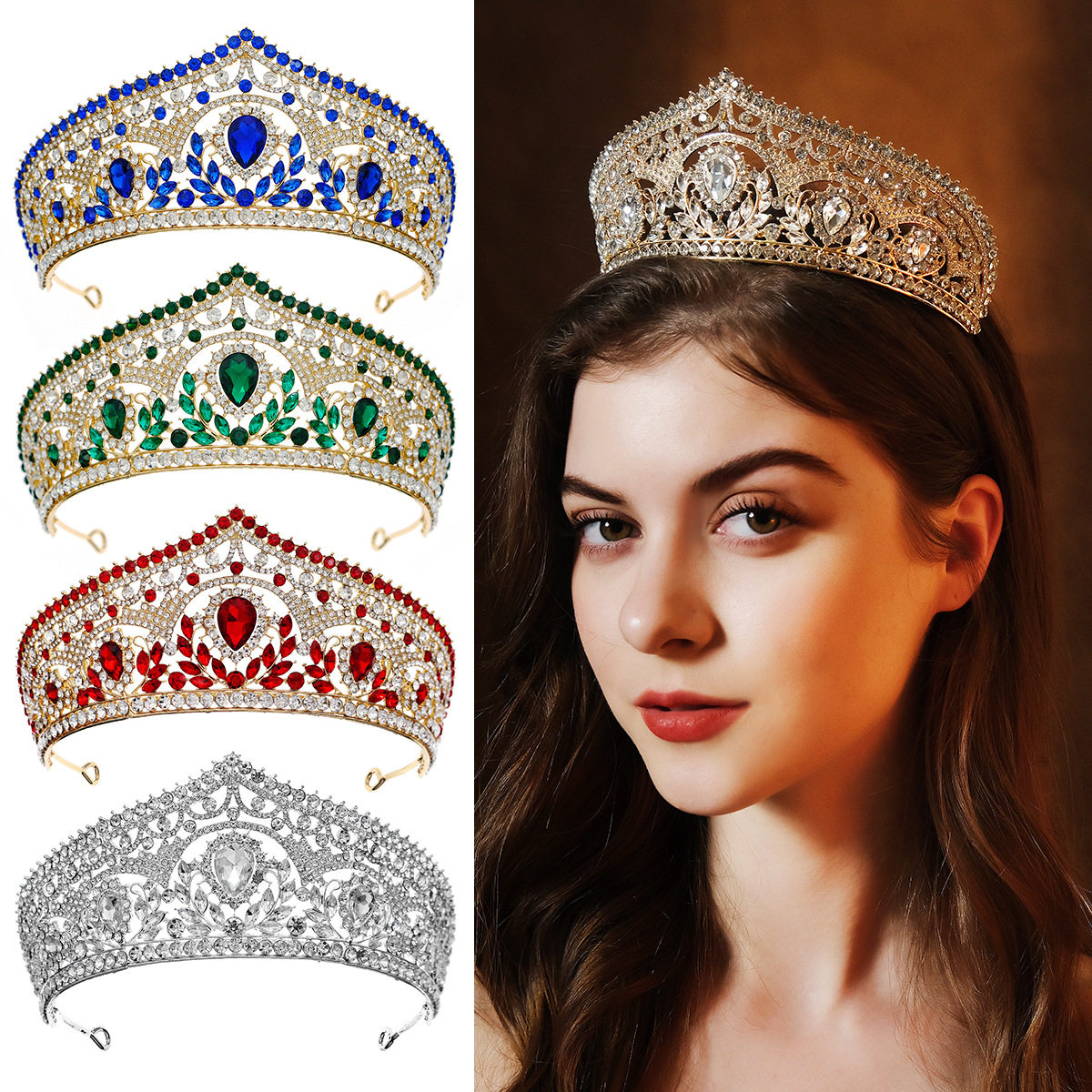 Bridal hair accessory design full of diamond droplets crown